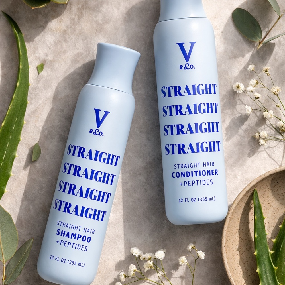 V&Co Straight Hair Shampoo & Conditioner Set Peptide Technology 12oz NEW